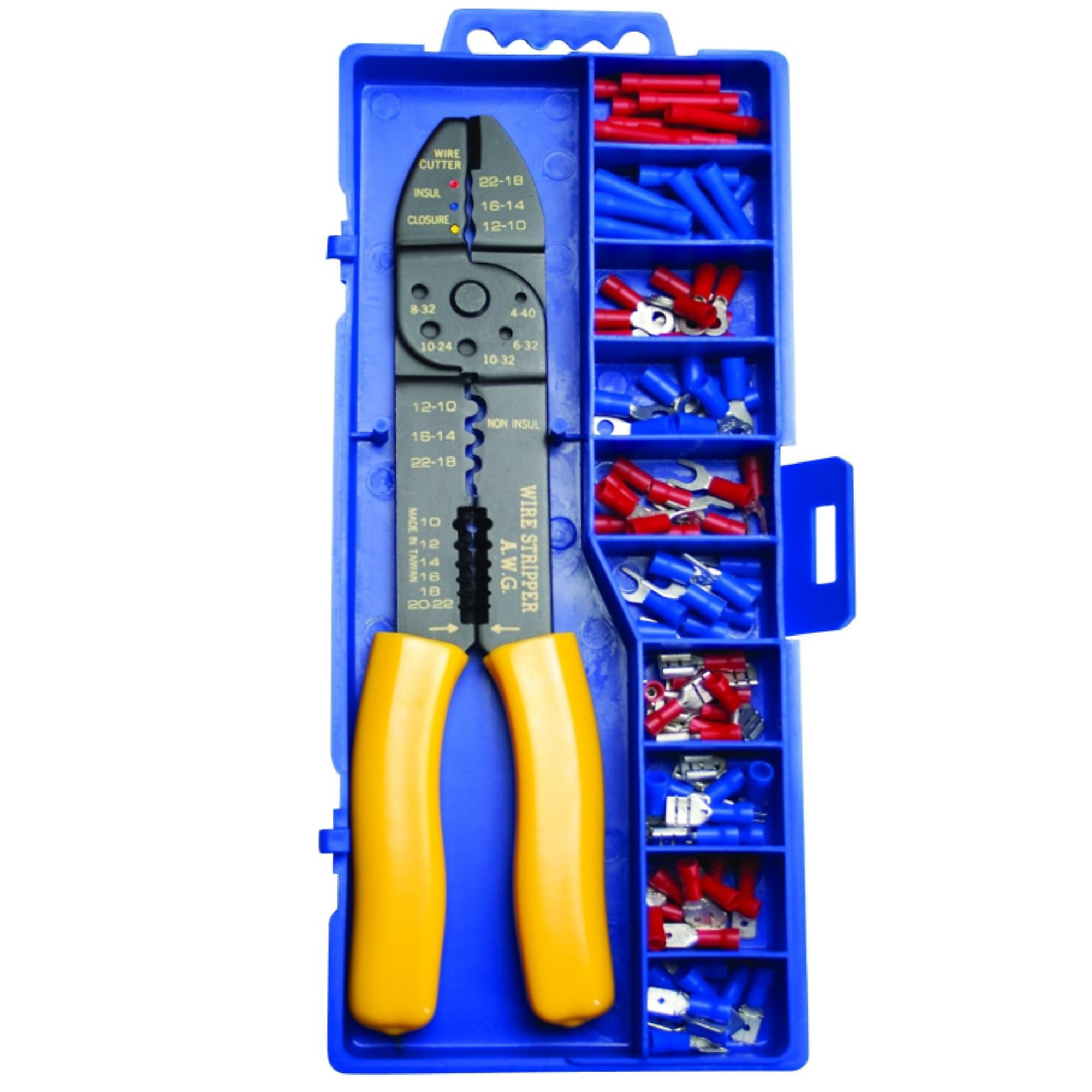 Uriah Products Terminal Kit with Crimping Tool — Includes Butt Splices, Ring Terminals, Spade Terminals, Disconnects, Model# UA051250